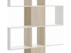 Prateleira*Dmora Estante Damago, Estante com 7 compartimentos, Estante de escritório moderna, Móvel de parede com prateleiras, 145x29h145 cm, e Carvalho Branco