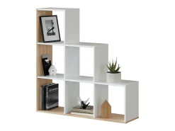 Clearance Dmora Estante Dbarth, Estante dupla face com 6 compartimentos, Prateleira divisória para escritório, 108x28h110 cm, e Carvalho Branco