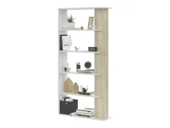 Biblioteca*Dmora Estante Dblanc, Estante dupla face com 5 prateleiras, Prateleira divisória para escritório ou quarto, 90x25h180 cm, e Carvalho Branco
