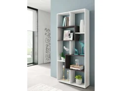 Prateleira|Dmora Estante Ddemira, Estante multiposições com 8 compartimentos, Estante de escritório, Prateleira divisória, 80x25h180 cm, e Ã"xido Branco