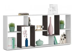 Prateleira|Dmora Estante Ddemira, Estante multiposições com 8 compartimentos, Estante de escritório, Prateleira divisória, 80x25h180 cm, e Ã"xido Branco