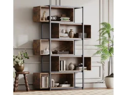 Biblioteca*ModernLuxe Estante de 5 andares com prateleiras - 121 x 35 x 176 cm - Castanho