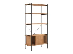 Prateleira| Estante de 5 prat. c/ armário 80x40x163cm aço/derivados madeira PT502256 Castanho