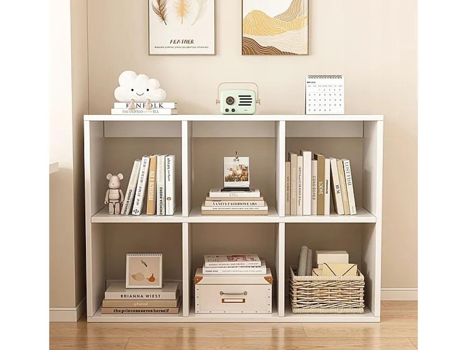 Prateleira| ESTANTE DE 6 PRATELEIRAS PARA LIVROS BRANCA ARMÁRIO ABERTO MODERNO LOFT 100x67x30 cm Branco