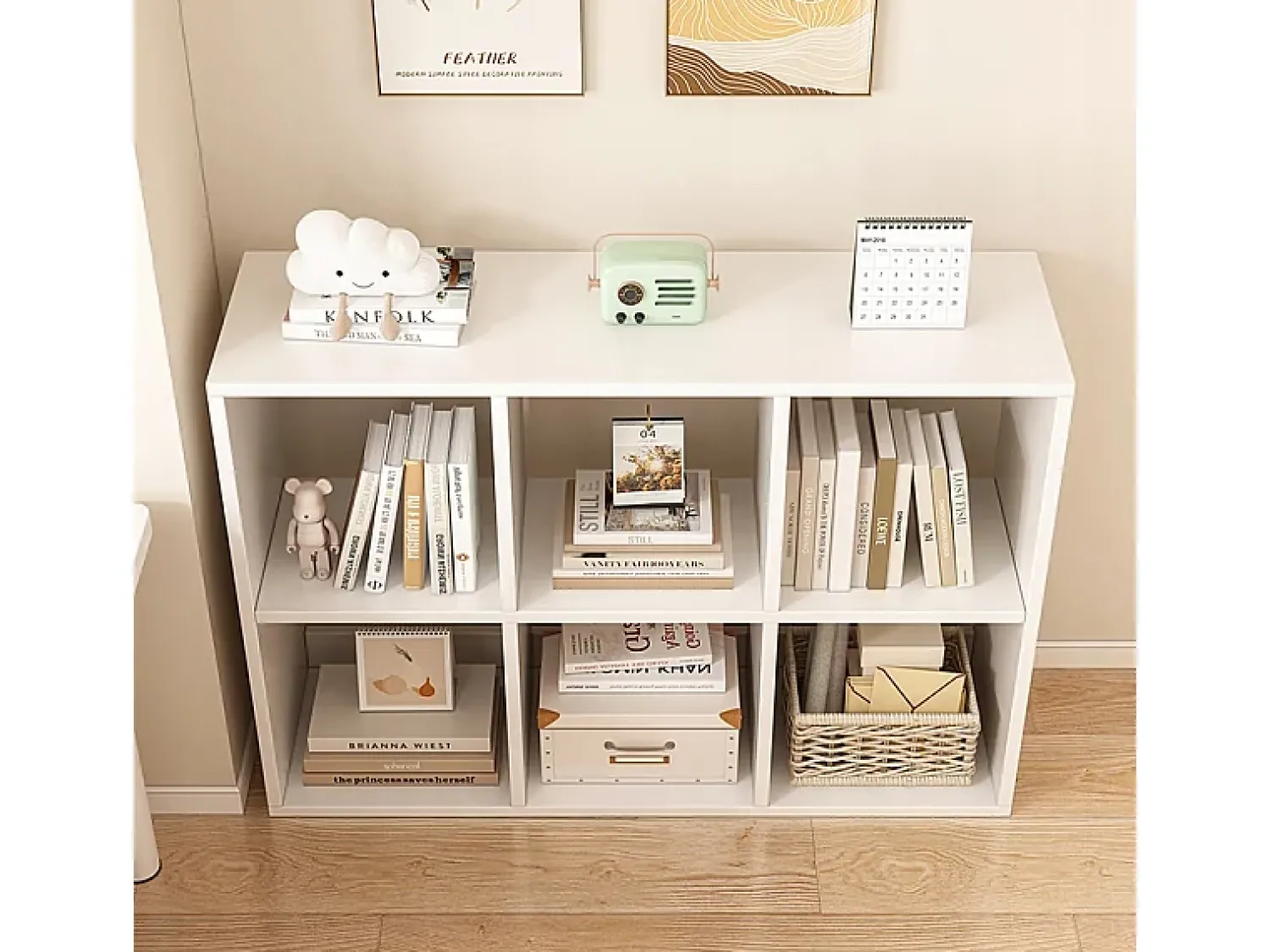 Prateleira| ESTANTE DE 6 PRATELEIRAS PARA LIVROS BRANCA ARMÁRIO ABERTO MODERNO LOFT 100x67x30 cm Branco