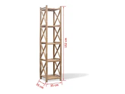 Prateleira|vidaxl Estante de bambu quadrada com 5 prateleiras Natural claro