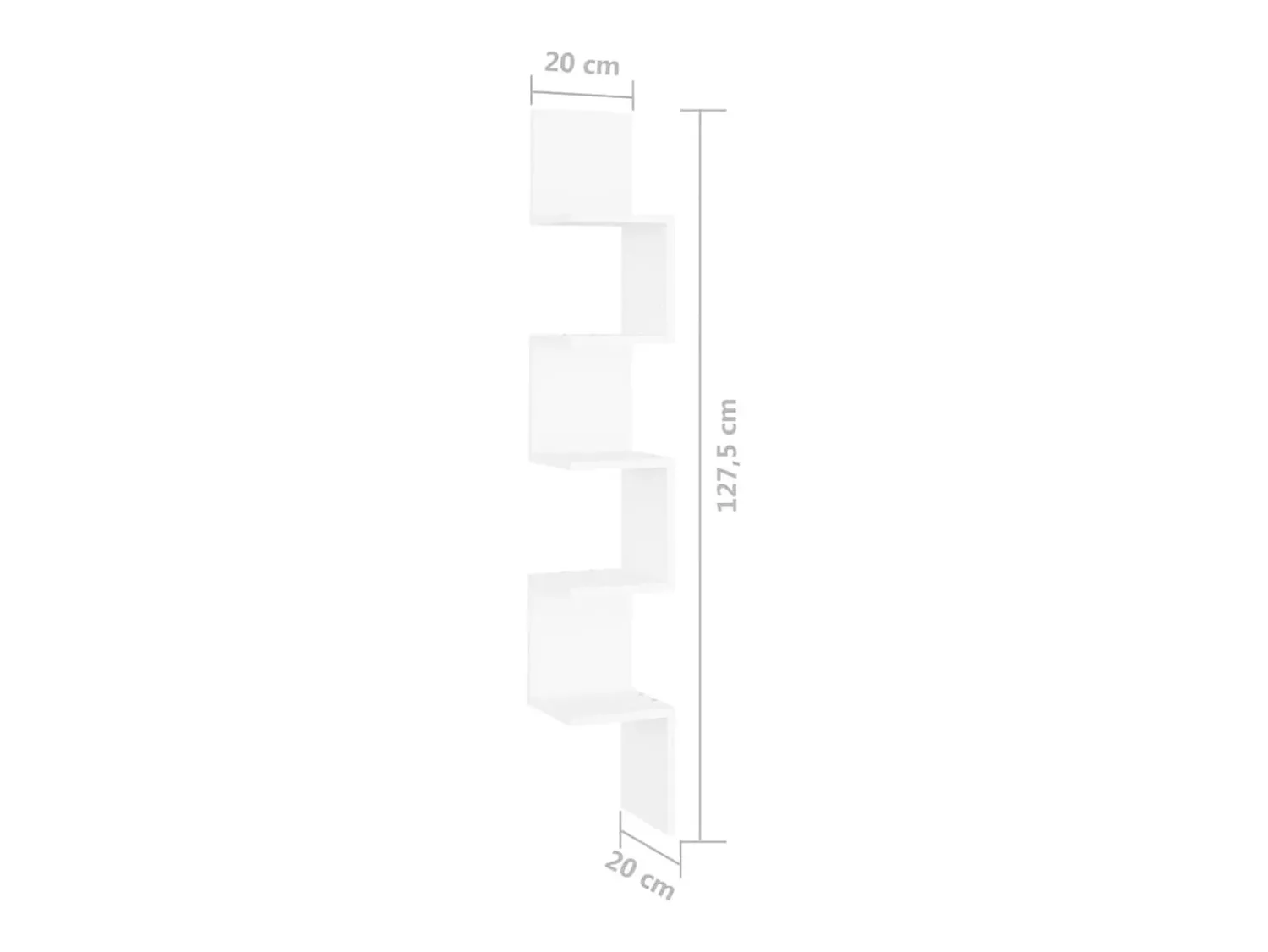 Prateleira|vidaxl Estante de canto p/ parede deriv. madeira 20x20x127,5 cm Branco