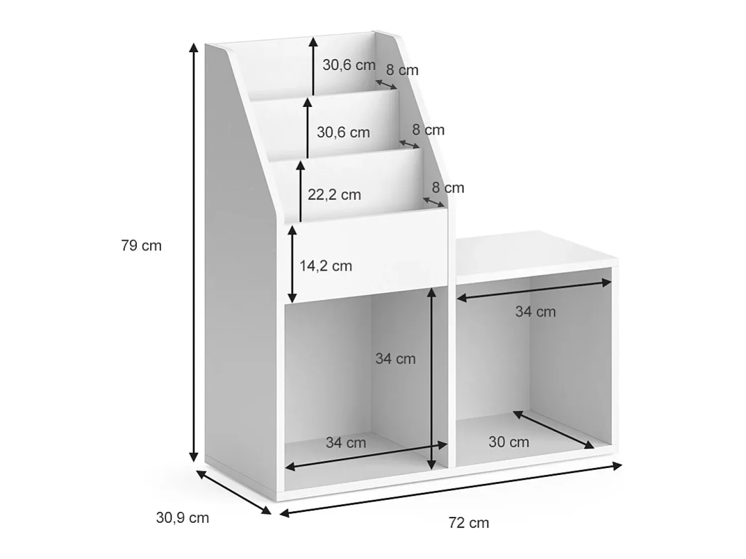 Vicco Estante de livros 72x30.9x79 luigi^ Prateleira