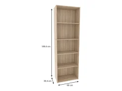 Clearance Vicco Estante de livros sonoma 60x30.4x190 bob Natural claro