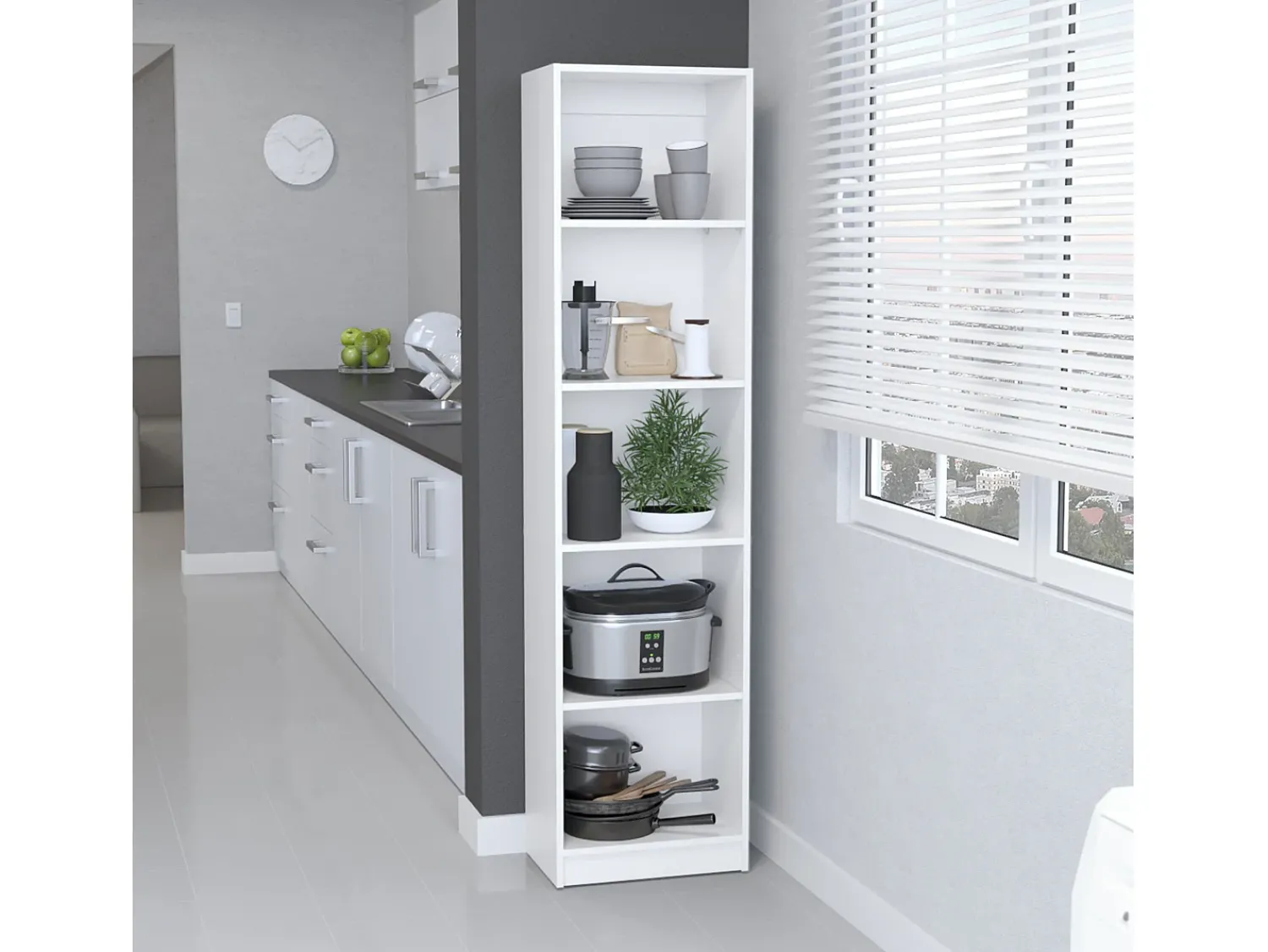 Prateleira*TuHome Estante de melamina Home Xs, com 5 prateleiras e design elegante , 180.59 cm X 45 cm X 29.89 cm , Branco