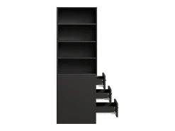 Biblioteca|Merax Estante de parede para sala de estar - 60 x 38 x 180 cm - com 3 gavetas + prateleiras ajustáveis - aglomerado - preta Preto