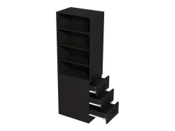 Biblioteca|Merax Estante de parede para sala de estar - 60 x 38 x 180 cm - com 3 gavetas + prateleiras ajustáveis - aglomerado - preta Preto