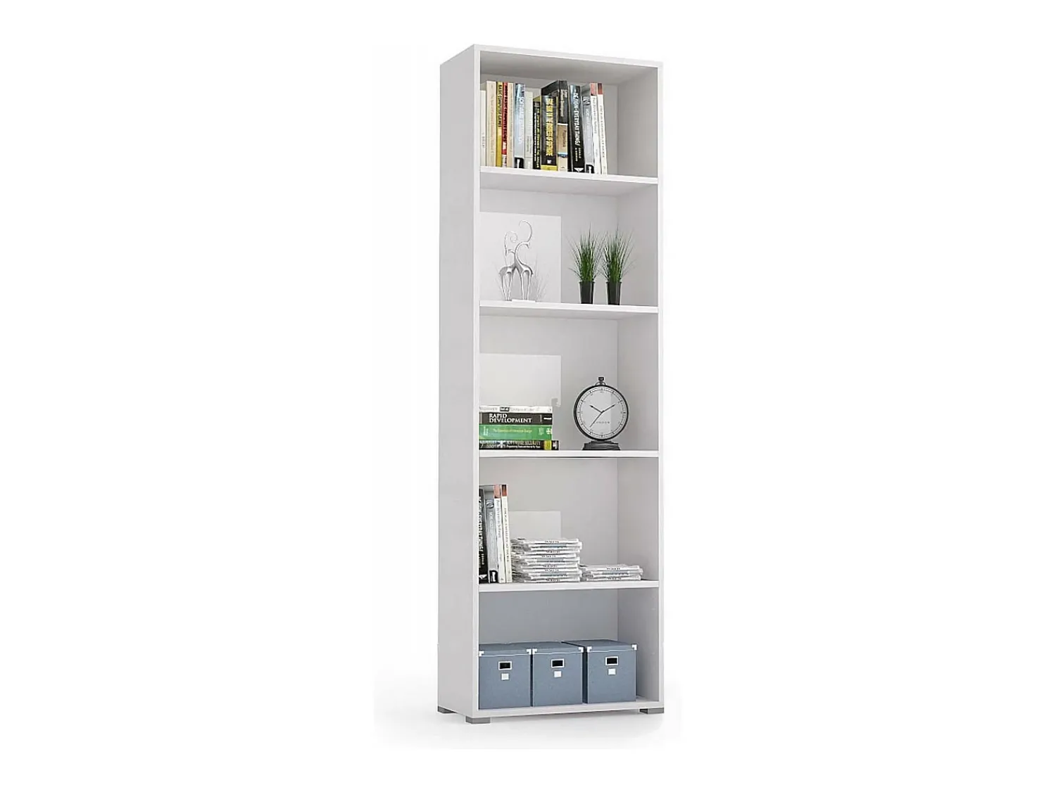Dmora Estante Dedjoum, Biblioteca com 4 prateleiras ajustáveis, Estante de livros, Armário de parede com prateleiras, 100% Fabricado na Itália, 60x30h195 cm,^ Biblioteca