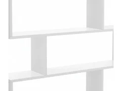 Prateleira|Dmora Estante Dfanes, Estante baixa dupla face, Prateleira com três compartimentos, Estante de escritório moderna, 110x24h97 cm, brilhante Branco