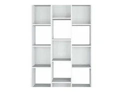 Biblioteca|Dmora Estante Dmanis, Estante com 18 prateleiras, Prateleira com compartimentos quadrados, Estante de escritório moderna, 96x29h192 cm, Branco