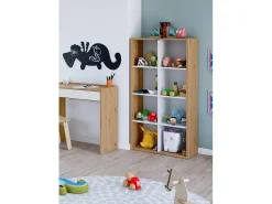 Biblioteca*Dmora Estante Dmarini, Estante reversível com 8 compartimentos, Móvel TV multiposições, 72x33h137 cm, Carvalho com efeito nó e Branco Castanho