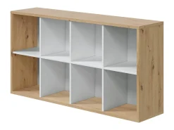 Biblioteca*Dmora Estante Dmarini, Estante reversível com 8 compartimentos, Móvel TV multiposições, 72x33h137 cm, Carvalho com efeito nó e Branco Castanho