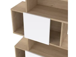 Biblioteca|Dmora Estante Dsangall, estante de escritório, estante, biblioteca, 96x32 h166 cm, carvalho e branco Castanho