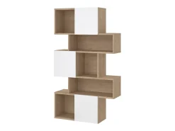 Biblioteca|Dmora Estante Dsangall, estante de escritório, estante, biblioteca, 96x32 h166 cm, carvalho e branco Castanho