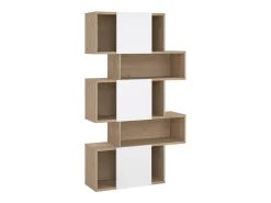 Biblioteca|Dmora Estante Dsangall, estante de escritório, estante, biblioteca, 96x32 h166 cm, carvalho e branco Castanho