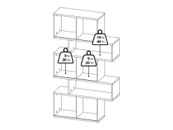 Biblioteca|Dmora Estante Dsangall, estante de escritório, estante, biblioteca, 96x32 h166 cm, carvalho e branco Castanho