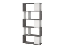 Dmora Estante Dscamacc, Estante de escritório, Estante, Biblioteca, 80x30 h175 cm, Cimento e Branco^ Prateleira