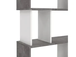 Dmora Estante Dscamacc, Estante de escritório, Estante, Biblioteca, 80x30 h175 cm, Cimento e Branco^ Prateleira