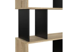 Prateleira|Dmora Estante Dscamacc, estante de escritório, estante, biblioteca, 80x29 h175 cm, carvalho e preto Castanho