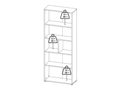 Clearance Dmora Estante Dtassot, estante de escritório, estante, biblioteca, 80x34 h205 cm, carvalho e cinzento Castanho