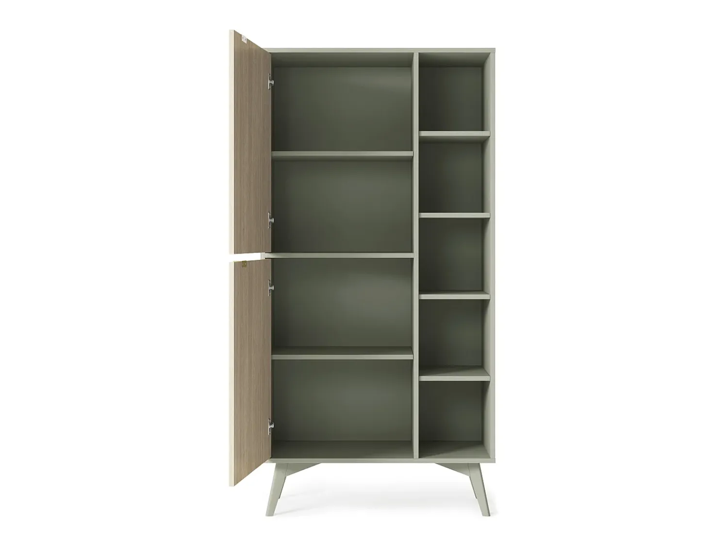 Biblioteca| Estante: Eucalipto / Espinha de peixe scandi , pés madeira, 80 x 160 x 38cm Verde