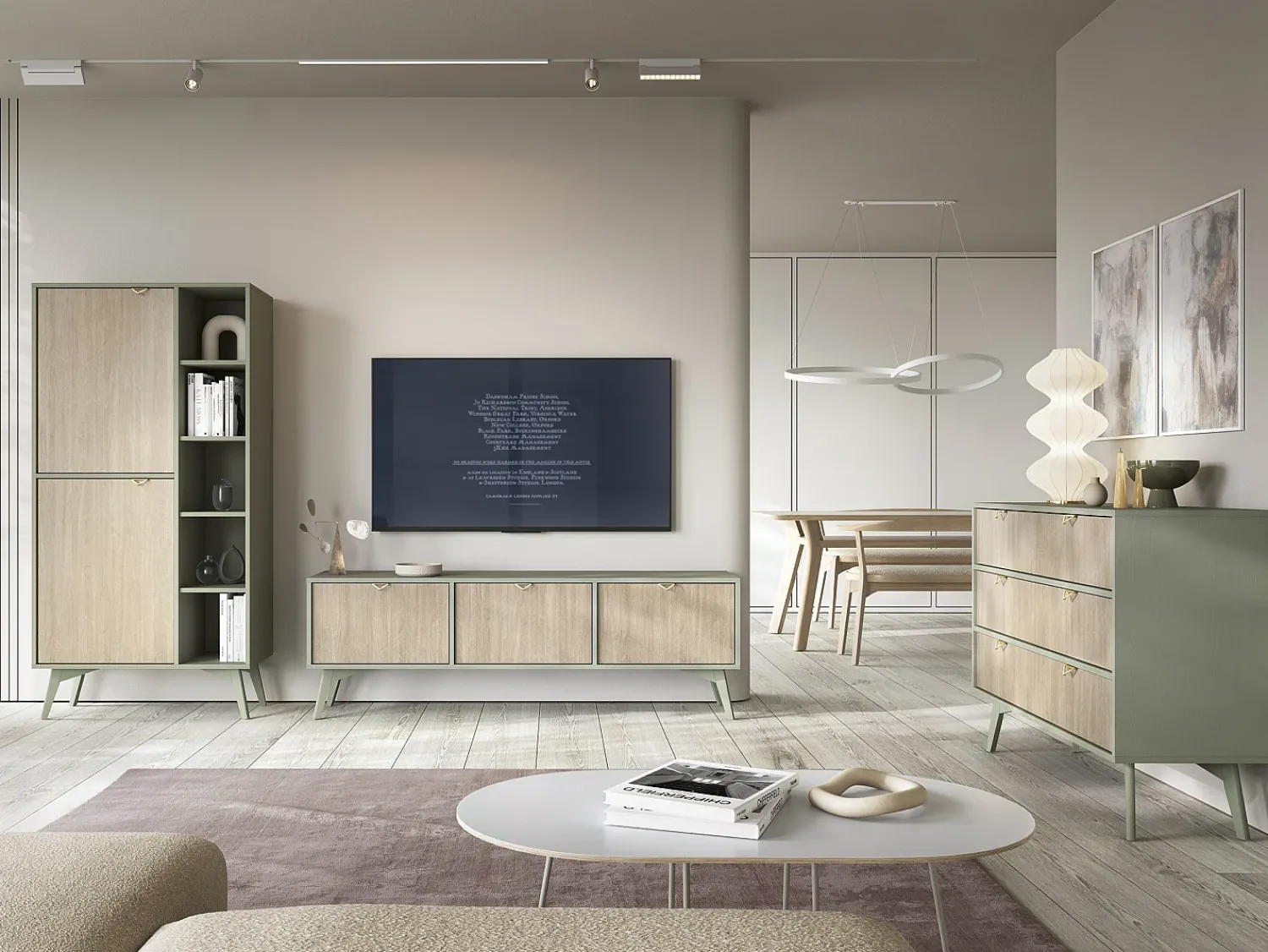 Biblioteca| Estante: Eucalipto / Espinha de peixe scandi , pés madeira, 80 x 160 x 38cm Verde
