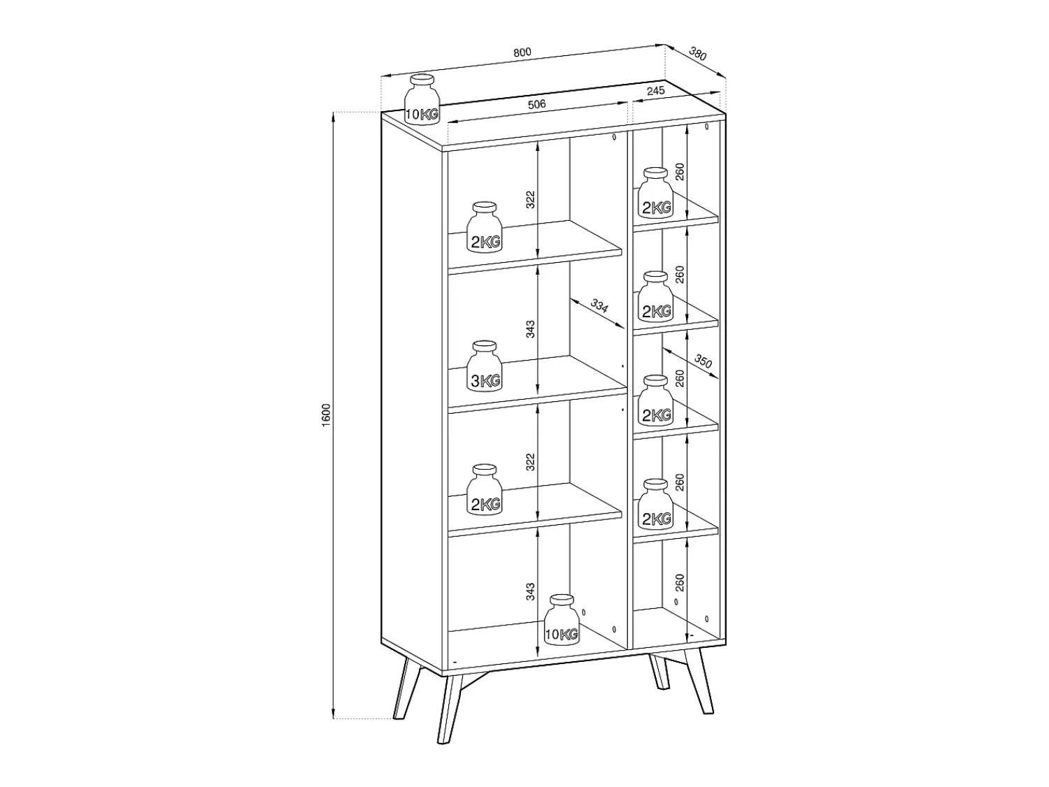 Biblioteca| Estante: Eucalipto / Espinha de peixe scandi , pés madeira, 80 x 160 x 38cm Verde