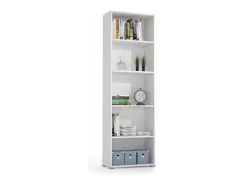 Biblioteca|Dmora Estante girassola, Biblioteca com 4 prateleiras reguláveis, Estante para livros, Armário de parede com prateleiras, 100% Fabricado em Itália, 60x30h195 cm, Branco
