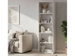 Biblioteca|Dmora Estante girassola, Biblioteca com 4 prateleiras reguláveis, Estante para livros, Armário de parede com prateleiras, 100% Fabricado em Itália, 60x30h195 cm, Branco
