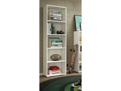 Biblioteca|Dmora Estante girassola, Biblioteca com 4 prateleiras reguláveis, Estante para livros, Armário de parede com prateleiras, 100% Fabricado em Itália, 60x30h195 cm, Branco