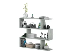 Biblioteca*Dmora Estante Hampton, Estante baixa dupla face, Prateleira com três compartimentos, Estante de escritório moderna, 110x24h97 cm, Cinza concreto Cinzento