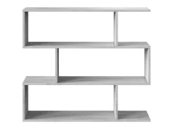 Biblioteca*Dmora Estante Hampton, Estante baixa dupla face, Prateleira com três compartimentos, Estante de escritório moderna, 110x24h97 cm, Cinza concreto Cinzento