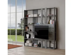 Biblioteca|ITAMOBY Estante Kato M com suporte para TV cimento Cinzento