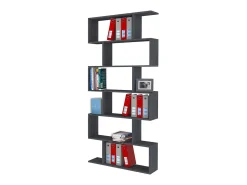 Prateleira*Dmora Estante Lucio, Armário com prateleiras, Biblioteca de escritório, 100% Fabricado na Itália, 80x25h192 cm, Ardósia Cinzento