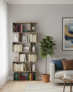 Prateleira|Dmora Estante Lucio, Armário com prateleiras, Biblioteca de escritório, 100% Fabricado na Itália, 80x25h192 cm, Bordo Castanho