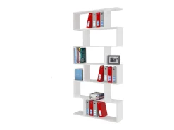 Hot Dmora Estante Lucio, Armário com prateleiras, Biblioteca de escritório, 100% Fabricado na Itália, 80x25h192 cm, brilhante Branco