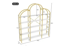 Biblioteca*ModernLuxe Estante moderna em metal 170×26×190 cm - formato nuvem - 5 níveis de armazenamento - + branco Dourado