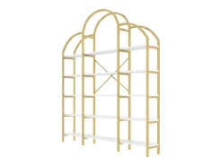 Biblioteca*ModernLuxe Estante moderna em metal 170×26×190 cm - formato nuvem - 5 níveis de armazenamento - + branco Dourado