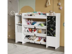 Clearance Estante multifuncional infantil - baú de armazenamento, prateleiras, prancheta, 137x94,5 cm Preto