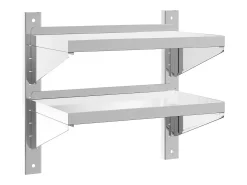 Prateleira* Estante parede 2 prateleiras 50x30x60 cm aço inoxidável prata PT670665 Prateado
