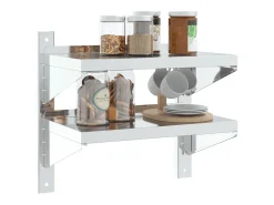 Prateleira* Estante parede 2 prateleiras 50x30x60 cm aço inoxidável prata PT670665 Prateado
