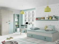 Biblioteca|Dmora Estante Pomona, Estante alta com 5 prateleiras, Estante de escritório ou quarto, Estante moderna com compartimentos, 52x25h80 cm, água Verde