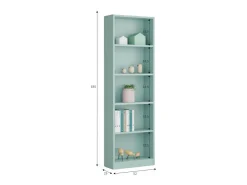 Biblioteca|Dmora Estante Pomona, Estante alta com 5 prateleiras, Estante de escritório ou quarto, Estante moderna com compartimentos, 52x25h80 cm, água Verde
