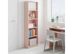 Online Dmora Estante Pomona, Estante alta com 5 prateleiras, Estante de escritório ou quarto, Estante moderna com compartimentos, 52x25h180 cm, Rosa