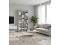 Dmora Estante Rockford, Estante com 18 prateleiras, Prateleira com compartimentos quadrados, Estante de escritório moderna, 96x29h192 cm,^ Biblioteca
